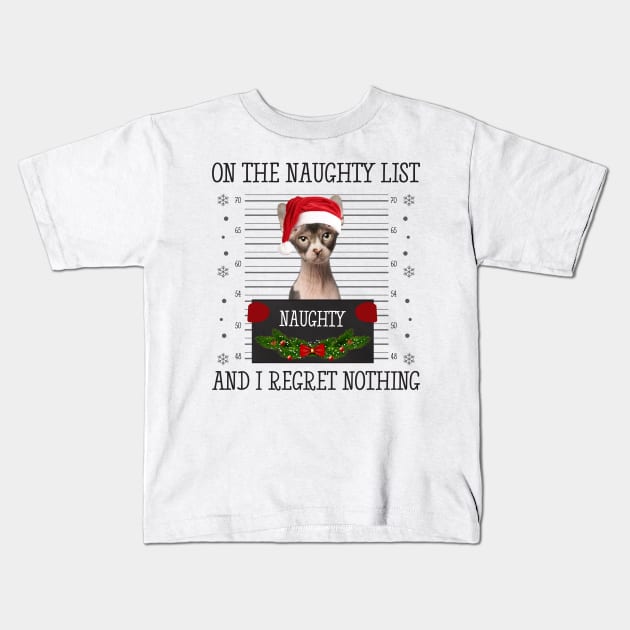 On The Naughty List And I Regret Nothing Kids T-Shirt by CoolTees